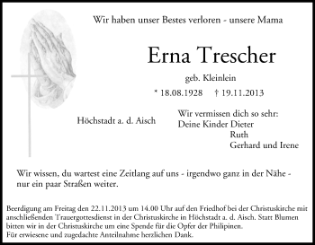 Anzeige von Erna Trescher von MGO