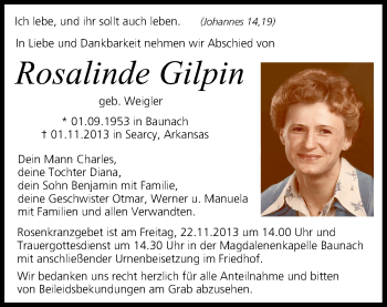 Anzeige von Rosalinde Gilpin von MGO