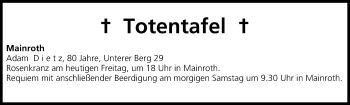 Anzeige von Totentafel vom 23.11.2013 von MGO
