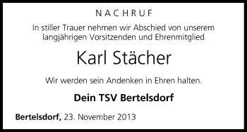 Anzeige von Karl Stächer von MGO