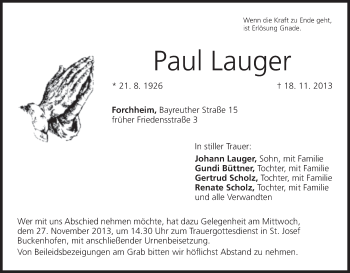 Anzeige von Paul Lauger von MGO