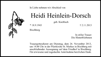 Anzeige von Heidi Heinlein-Dorsch von MGO