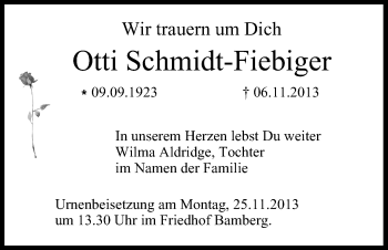 Anzeige von Otti Schmidt-Fiebiger von MGO