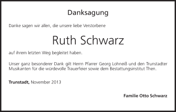 Anzeige von Ruth Schwarz von MGO