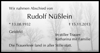 Anzeige von Rudolf Nüßlein von MGO