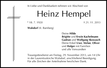 Anzeige von Heinz Hempel von MGO