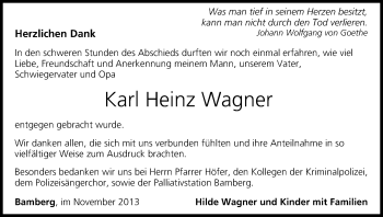 Anzeige von Karl Heinz Wagner von MGO
