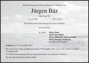 Anzeige von Jürgen Bäz von MGO