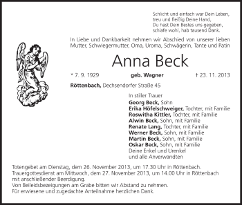 Anzeige von Anna Beck von MGO