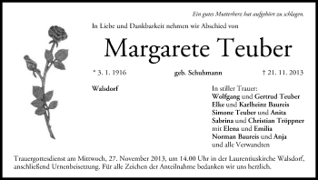 Anzeige von Margarete Teuber von MGO