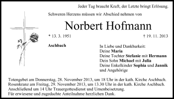Anzeige von Norbert Hofmann von MGO