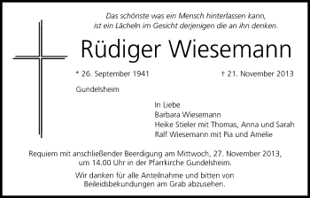 Anzeige von Rüdiger Wiesemann von MGO