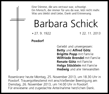 Anzeige von Barbara Schick von MGO