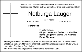 Anzeige von Notburga Lauger von MGO