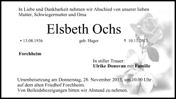 Anzeige von Elsbeth Ochs von MGO