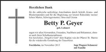 Anzeige von Betty Geyer von MGO