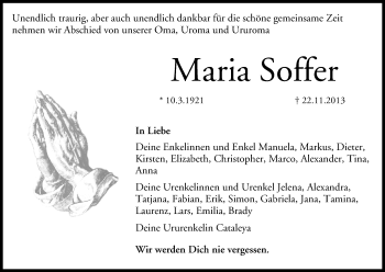 Anzeige von Maria Soffer von MGO