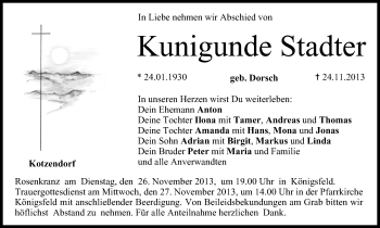 Anzeige von Kunigunde Stadter von MGO