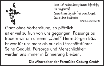 Anzeige von Jürgen Bäz von MGO