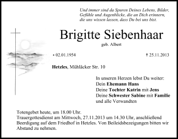 Anzeige von Brigitte Siebenhaar von MGO