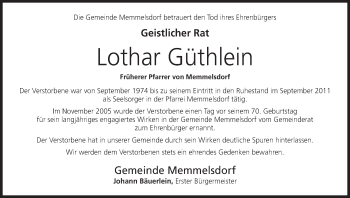 Anzeige von Lothar Güthlein von MGO