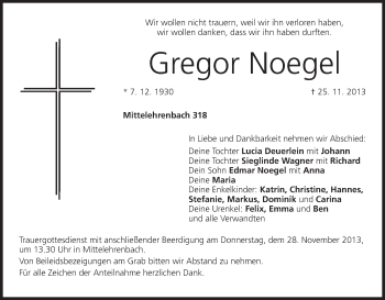Anzeige von Gregor Noegel von MGO