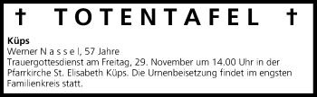 Anzeige von Totentafel vom 28.11.2013 von MGO