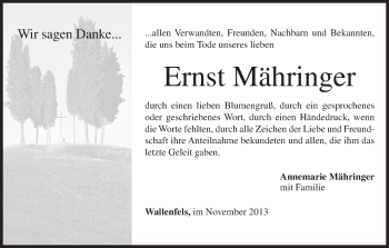 Anzeige von Ernst Mähringer von MGO