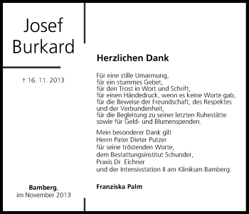 Anzeige von Josef Burkard von MGO