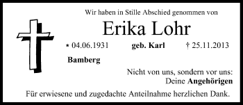 Anzeige von Erika Lohr von MGO