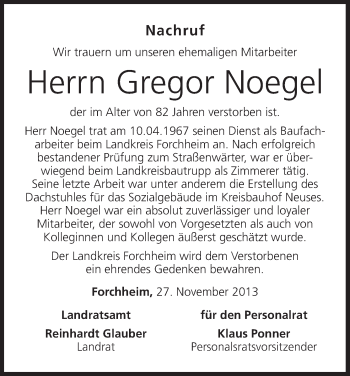 Anzeige von Gregor Noegel von MGO