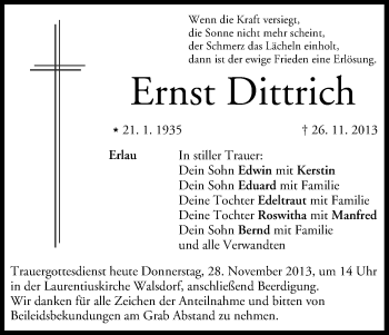 Anzeige von Ernst Dittrich von MGO