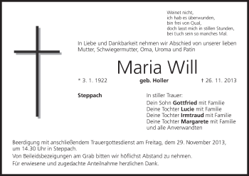Anzeige von Maria Will von MGO