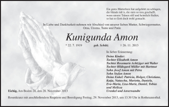 Anzeige von Kunigunda Amon von MGO
