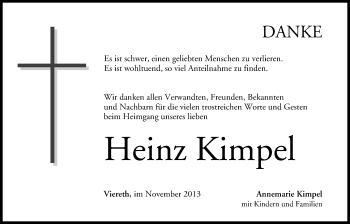 Anzeige von Heinz Kimpel von MGO