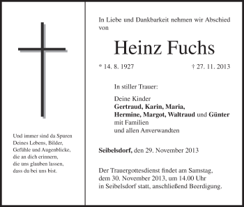 Anzeige von Heinz Fuchs von MGO