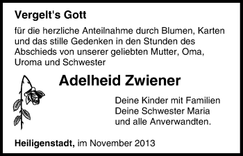Anzeige von Adelheid Zwiener von MGO