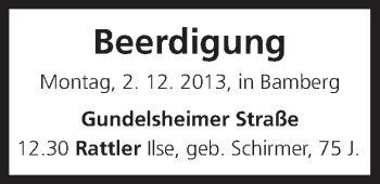 Anzeige von Beerdigung vom 02.12.2013 von MGO