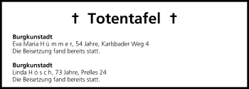 Anzeige von Totentafel vom 30.11.2013 von MGO