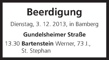 Anzeige von Beerdigung vom 03.12.2013 von MGO