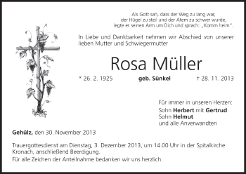 Anzeige von Rosa Müller von MGO