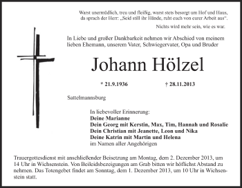 Anzeige von Johann Hölzel von MGO