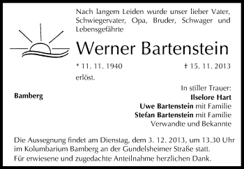 Anzeige von Werner Bartenstein von MGO