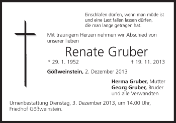 Anzeige von Renate Gruber von MGO