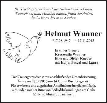 Anzeige von Helmut Wunner von MGO