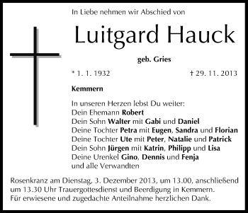 Anzeige von Luitgard Hauck von MGO