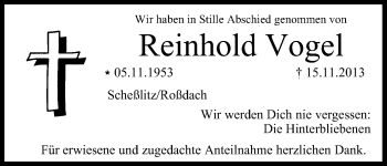 Anzeige von Reinhold Vogel von MGO