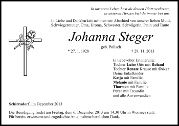 Anzeige von Johanna Steger von MGO