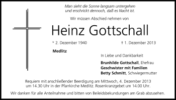 Anzeige von Heinz Gottschall von MGO