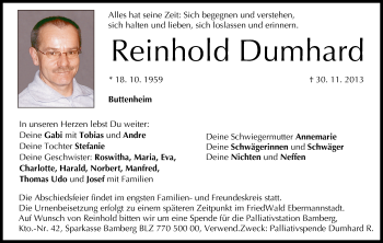 Anzeige von Reinhold Dumhard von MGO